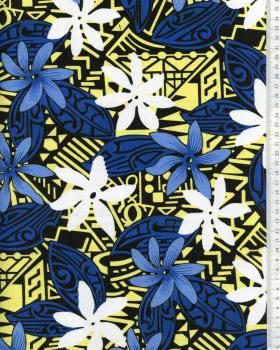 Polynesian fabric TIARE Blue - Tissushop